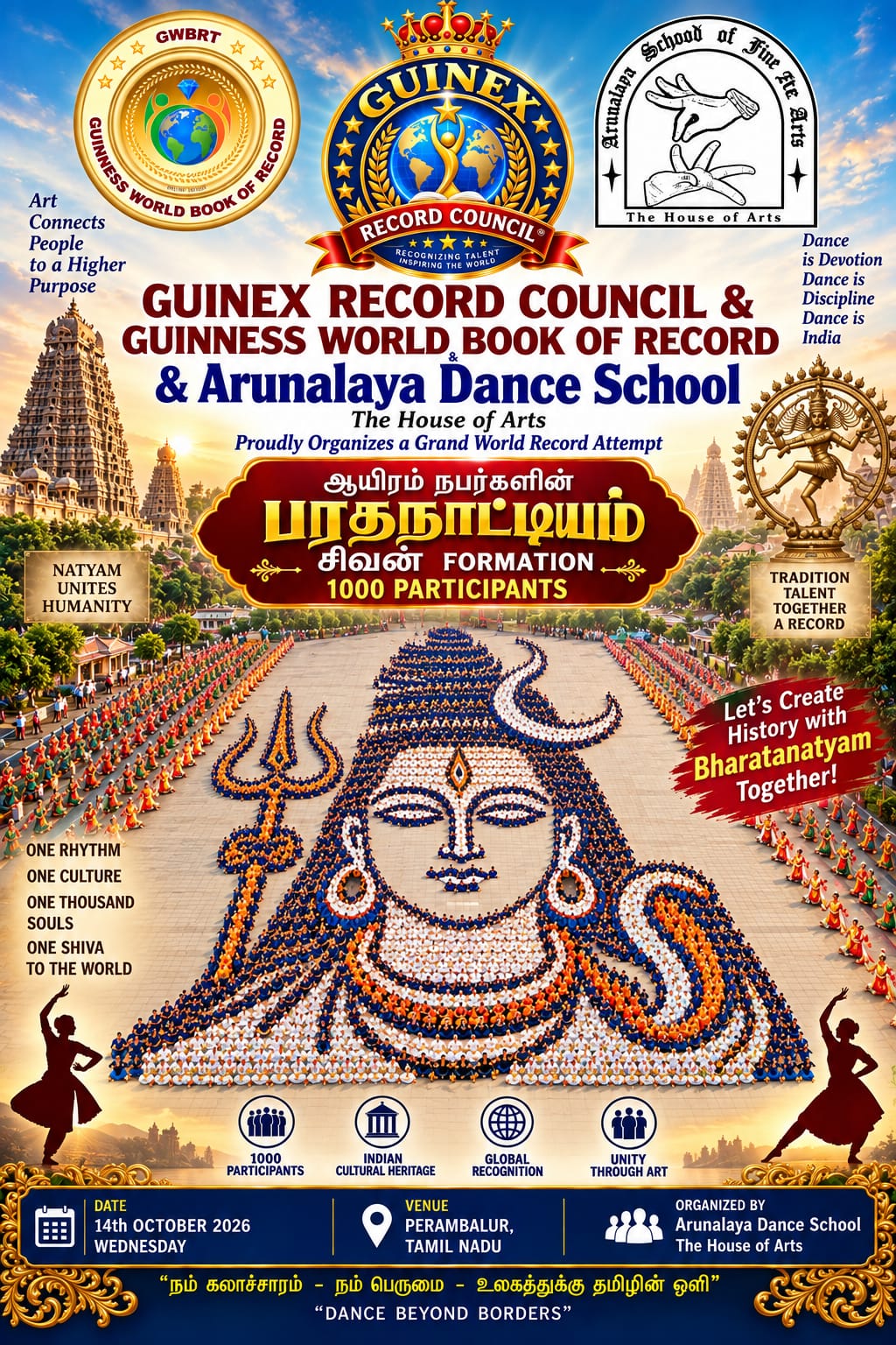 Guinex Record Council and Guinness World Book of Record event poster for 1000 participants