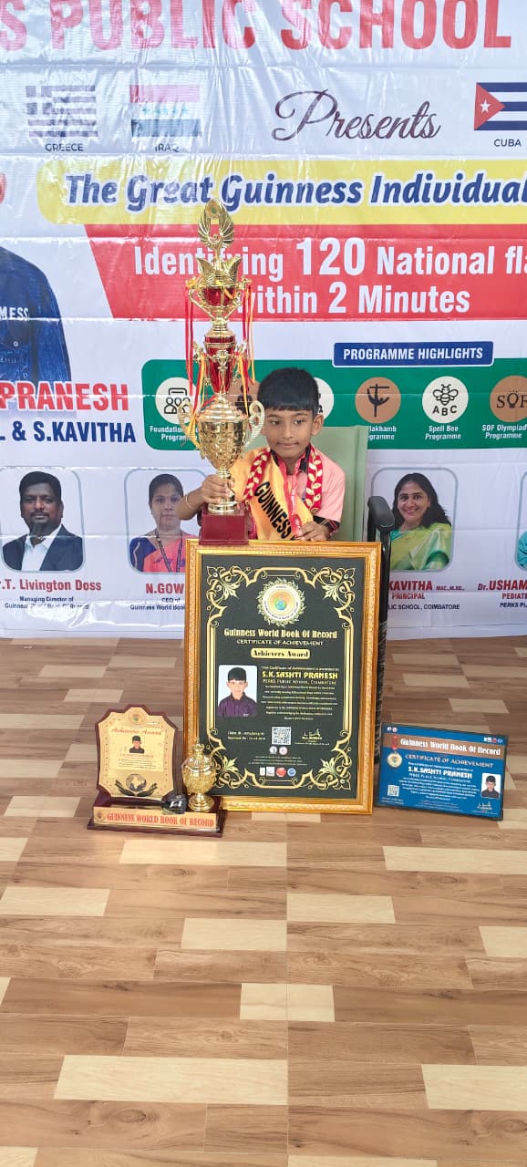 S.K. Sashti Pranesh with his record certificate and medal